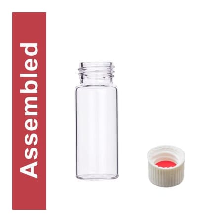 Cp Lab Safety. Wheaton MicroLiter 30ML Amber Vial Kit, White PP Open Top Cap, Bonded 100 pk 24-20101W-30A